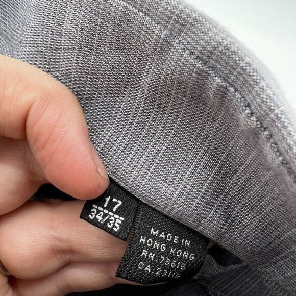 BOSS Hugo Boss 17-34/35 Gray Mens Button Up Long Sleeve Shirt Cotton Viscose - Picture 3 of 5